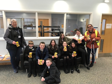Andrea and Melanie joined the Year 7 Whitburn pupils to do a local litter
                        pick.