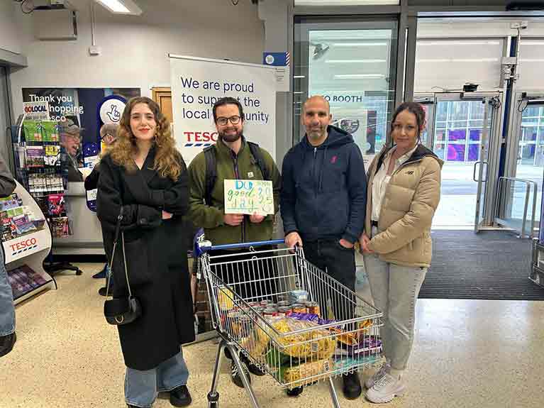 The team from SJOG’s Liverpool outreach services spent their day collecting
                            and donating food to local foodbanks in need