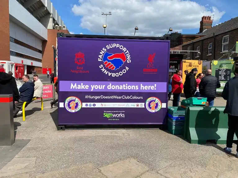 The team at The Cenacle collected donations for local food bank ‘Fans
                            Supporting Foodbanks’.