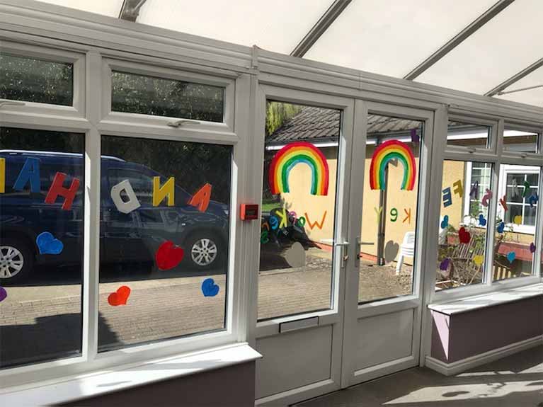Here at Balmaclellan we have brightened up the conservatory to thank all the key workers in these testing times